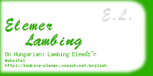 elemer lambing business card